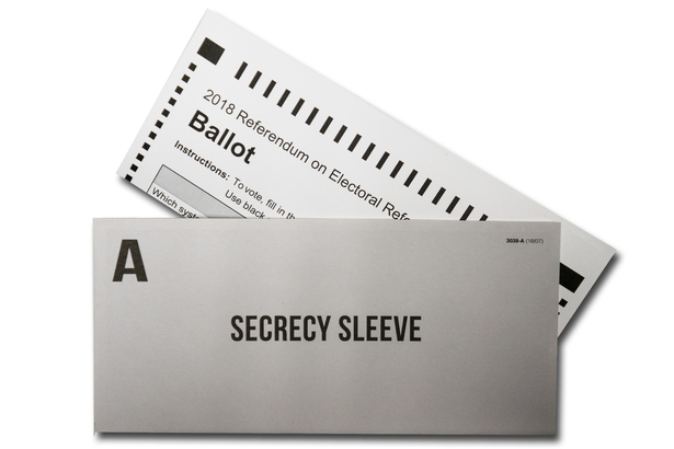 (5) 把填好的選票放入印有「A」字的灰色防洩密封套中。