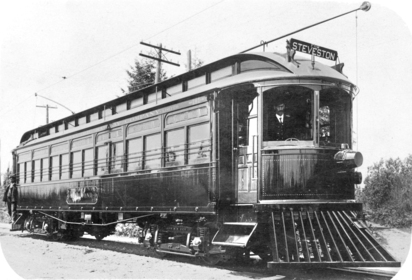 1906 年外號「Sockeye Special」的 Interurban。（City of Richmond Archives）