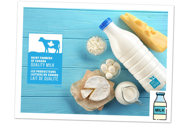 想確保購買的牛奶是 100% 出產於加拿大，緊記留意包裝上是否印有「藍色牛牛」的標記。