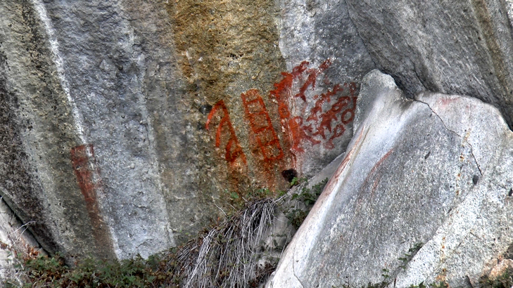 Shishalh 原住民在 Jervis Inlet 臨海石崖上留下有關捕魚的象形圖。