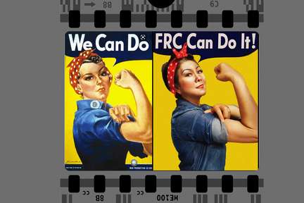 圖左：Rosie the Riveter（We Can Do It!)；圖右：陳家燕 (粵語節目部)。