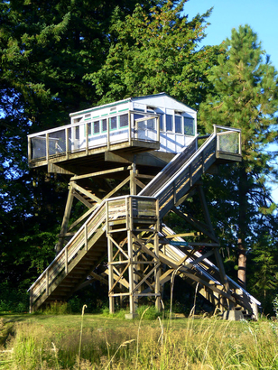 林木博物館内的實物展品，包括一座監察山火之瞭望台。（Photo from BC Forest Discovery Centre)