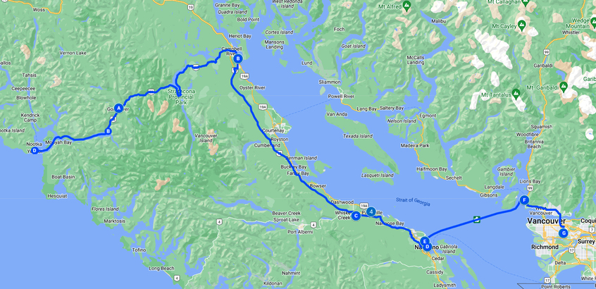 溫哥華島友好灣路線圖。