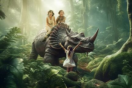 如《侏羅記世界》電影般在原始森林中見到恐龍，甚至要逃離它的追擊，絕對會得到大小朋友來捧場。