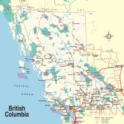 BC 省東北地區地圖，按圖可放大觀看及下載。