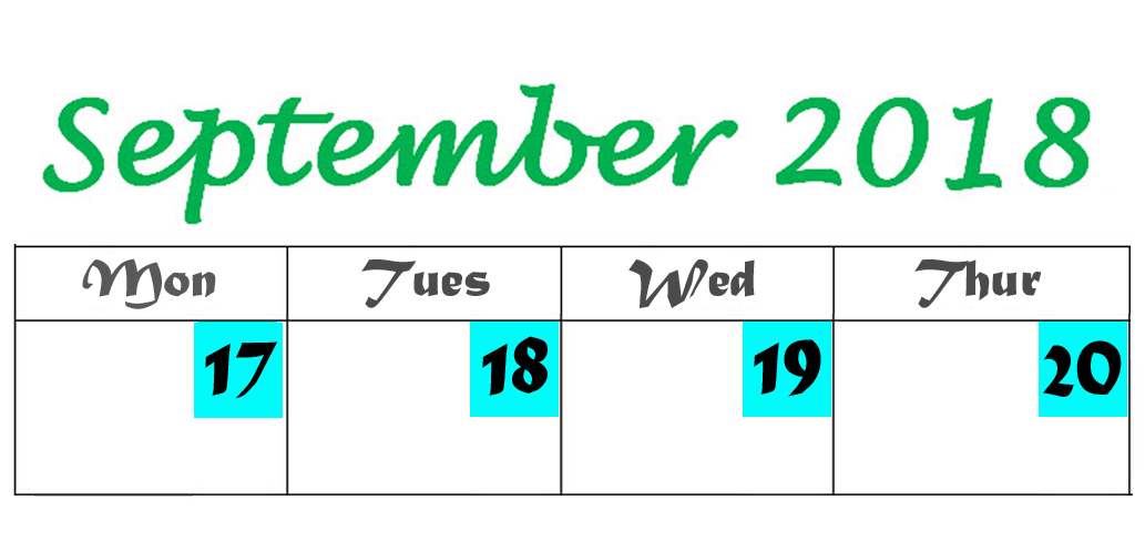 Sept 17 - 20, 2018