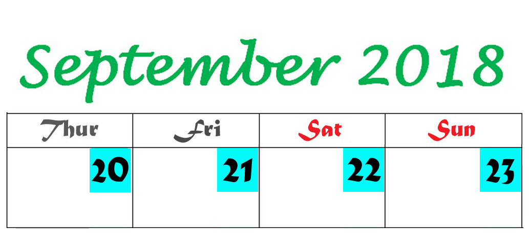 Sept 20 - 23, 2018