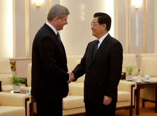 哈珀與中國國家主席胡錦濤會面（政府提供）