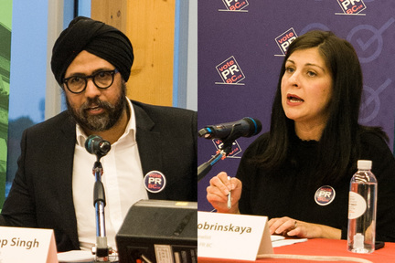 Vote PR BC 代表：Amandeep Singh & Maria Dobrinskaya。Singh 引述研究指出，採用比例代表制的國家，經濟表現普遍好過採用多數票制的地區。