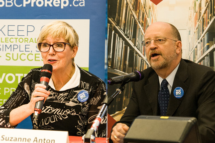 No BC Proportional Representation Society 代表：Suzanne Anton & Bill Tieleman。Anton 認為在現時的多數票制下，選民能知道哪一位省議員代表自己，而多年來都為 BC 省帶來穩定的政局。