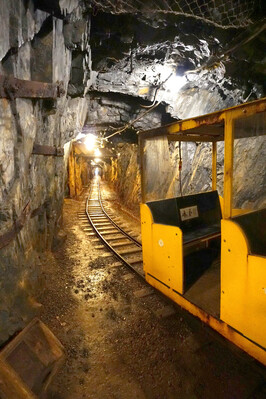 乘小火車到礦洞探險是遊客必試的打卡活動。