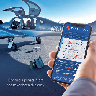 KinectAir 刻意將訂票的步驟簡化，乘客可用手機 App 在短時間內預約私人飛機，概念跟 Uber 和 Airbnb 相似。