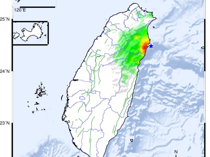 台灣宜蘭星期二早上發生4.5級地震